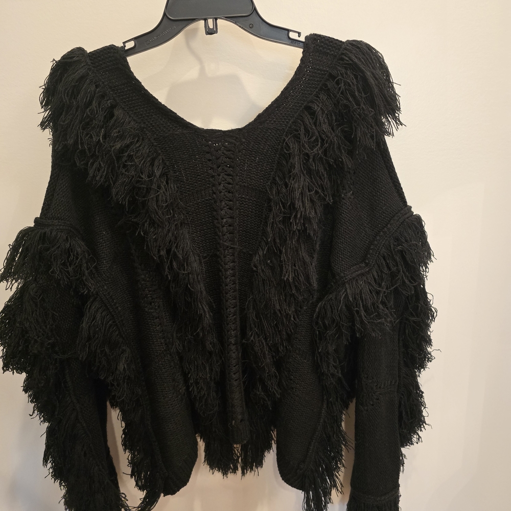 Fringed Black Sweater